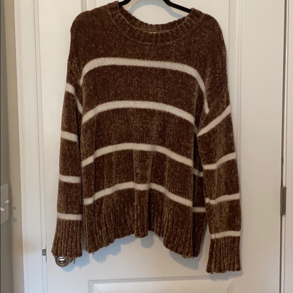 Brown and white striped sweater